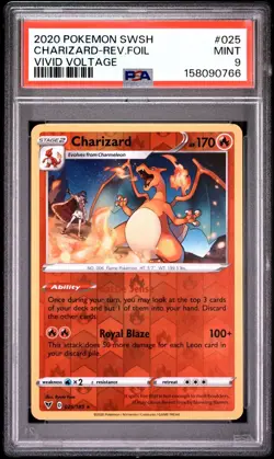 Pokemon Charizard Rare Reverse Holo Swsh Vivid Voltage 025/185 PSA 9 - Image 1