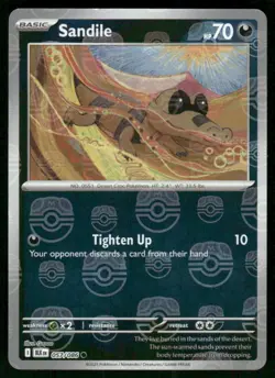 2025 Sandile (Master Ball Pattern) 057/086 Common Holo NM SV: Black Bolt Pokemon - Image 1
