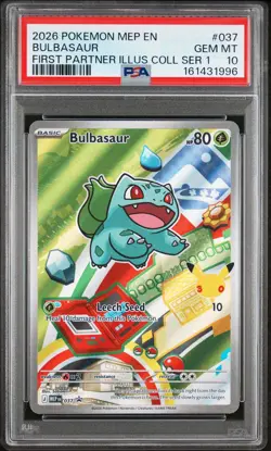 2026 POKEMON FIRST PARTNER ILLUSTRATION COLLECTION SERIES 1 BULBASAUR PSA 10 - Image 1