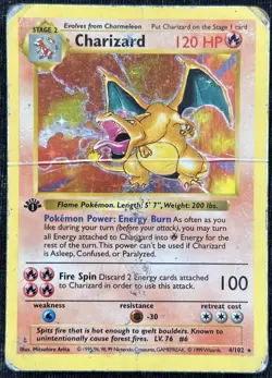1st Edition Shadowless Charizard Base Set 4/102 Holo 1999 Pokemon - Image 1