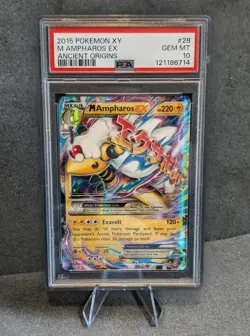 PSA 10 Pokemon TCG 2015 Ancient Origins Mega Ampharos Ex #28 (New Cert) - Image 1