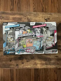 Pokemon TCG Black Bolt and White Flare Binder Collection and Unova Poster Lot - Image 1