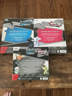 Pokemon TCG Black Bolt and White Flare Binder Collection and Unova Poster Lot - Image 2