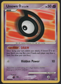 Unown [D] 68/130 Diamond and Pearl 2007 Uncommon Lightly Played Pokemon Card TCG - Image 1