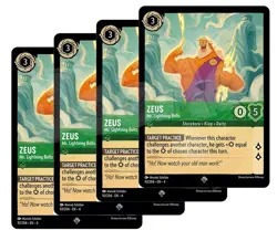 Disney Lorcana Zeus Mr. Lightning Bolts x 4 - Super Rare Ursula's Plus Free Card - Image 1