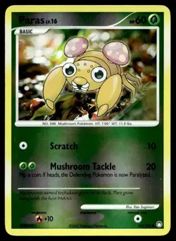 Paras 92/123 Pokemon Card Mysterious Treasures Common 60 HP Rev Holo LP RO - Image 1