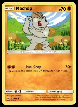 Machop 62/145 Pokemon Card Guardians Rising Common 70 HP Lightly Played B18 - Image 1