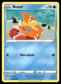 Buizel 22/72 Pokemon Card Shining Fates Common 70 HP Lightly Played M24 - Image 1