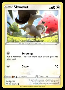 Skwovet 127/198 Pokemon Card Chilling Reign Common 60 HP Near Mint LG - Image 1