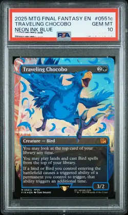 2025 MTG FINAL FANTASY COLORFUL CHOCOBOS-NEON INK BLUE TRAVELING CHOCOBO PSA 10 - Image 1