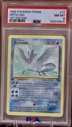 ✨✨1999 Pokemon Fossil 1st Edition Articuno Rare Non Holo 17/62 PSA 8 New Cert✨✨ - Image 1