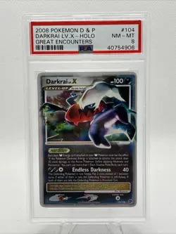 2008 POKEMON DIAMOND & PEARL GREAT ENCOUNTERS #104 DARKRAI LV.X-HOLO PSA 8 - Image 1