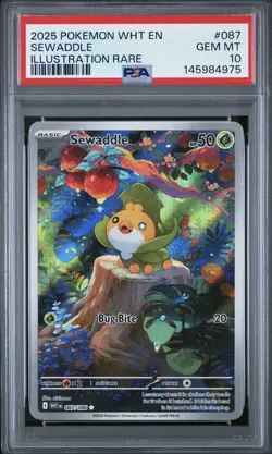 2025 POKEMON WHT EN WHITE FLARE 087 SEWADDLE ILLUSTRATION RARE PSA 10 - Image 1