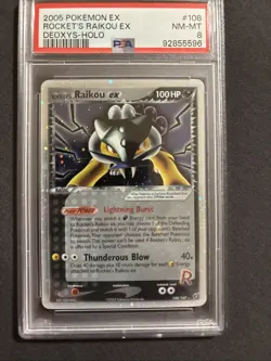 2005 Pokemon EX Deoxys-Rocket's Raikou Ex 108/107 Secret Rare Holo- NM-MT PSA 8 - Image 2