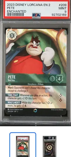 Disney Lorcana Floordborn Pete Bad Guy 209/204 Enchanted​ PSA 9 - Image 1