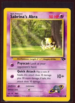 Sabrina's Abra Non-Holo WOTC Pokemon Card 94/132 Gym Set NM - Image 1
