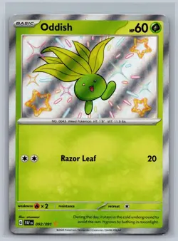 Oddish 092/091 Shiny Rare Paldean Fates Pokemon Card Near Mint - Image 1