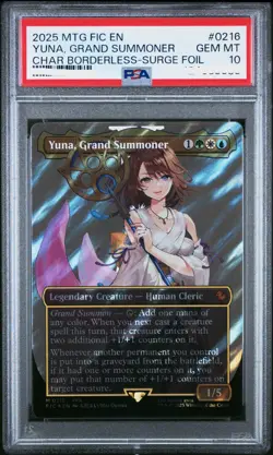 2025 MTG FINAL FANTASY COMMANDER #0216 YUNA, GRAND SUMMONER PSA 10 - Image 1