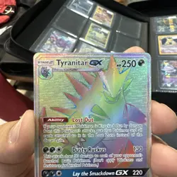 Pokemon TCG Tyranitar GX Lost Thunder Holo Card 223/214 Secret Ultra Rare NM - Image 2