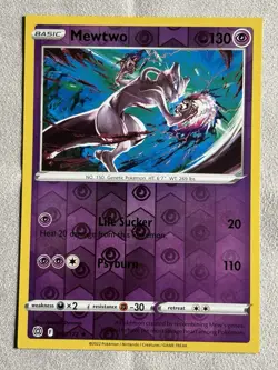 Mewtwo 058/172 Sqaure Cut Error Card - Reverse Holo Brilliant Stars Pokemon TCG - Image 3