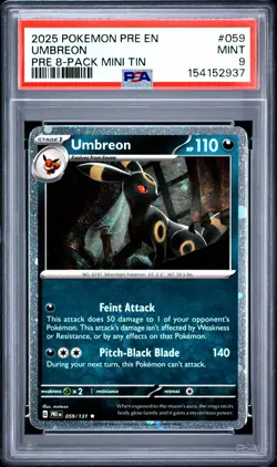 2025 POKEMON PRE EN-PRISMATIC EVOLUTIONS #059 UMBREON PSA 9 - Image 1
