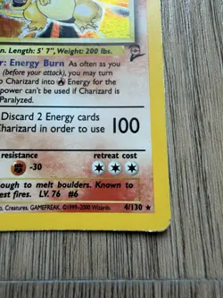 Pokemon Charizard 4/130 Holo Rare Base Set 2 Vintage WOTC 2000 Authentic - Image 4