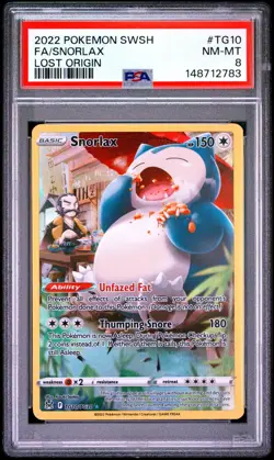 2022 Pokemon TCG Snorlax Lost Origin #TG10 - PSA 8 - Image 1