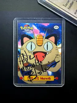 1999 Pokemon Topps TV11 #52 Signed Addie ‘Meowth’ Blaustein Autograph - Image 1