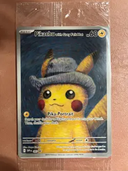 Pokemon Pikachu with Grey Felt Hat SVP 085 Van Gogh Promo Factory Sealed - Image 4