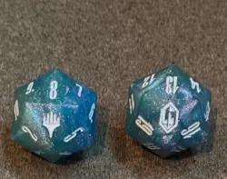 MTG Final Fantasy: Gift Bundle "Crystal" Shinra Blue Oversized D20 Die Dice x2 - Image 1
