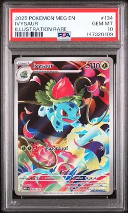 2025 Pokemon Mega Evolution Ivysaur Illustration Rare PSA 10 - Image 1
