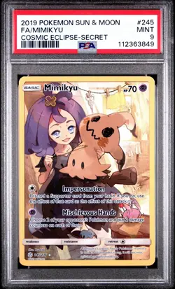 2019 Pokemon Mimikyu Secret FA Sun & Moon Cosmic Eclipse 245/236 PSA 9 - Image 1