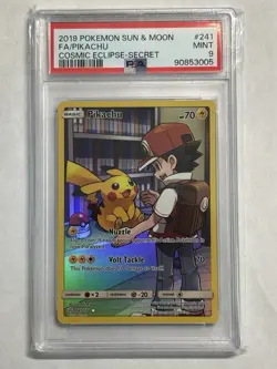 PSA 9 MINT Pikachu Cosmic Eclipse Secret Full Art Holo 2019 Pokemon 241/236 - Image 1