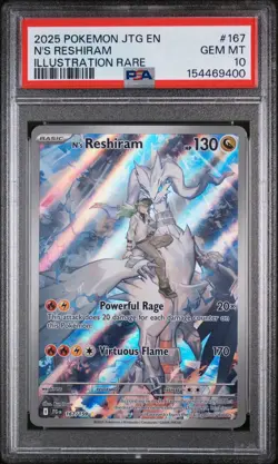 2025 POKEMON JTG EN-JOURNEY TOGETHER ILLUSTRATION RARE #167 N'S RESHIRAM PSA 10 - Image 1