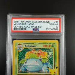 PSA 10 Venusaur 15/102 Pokemon Celebrations Classic Collection Holo Graded Card - Image 2