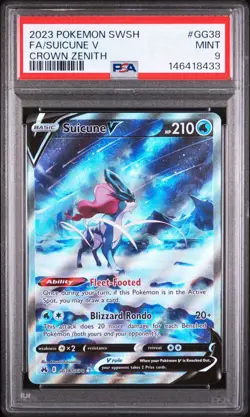 PSA 9 Pokemon Crown Zenith Full Art Suicune V GG38/GG70 MINT Condition!! - Image 1