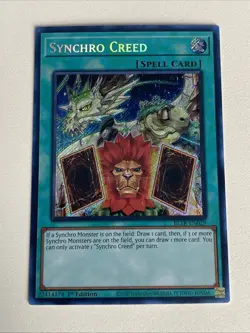 Yugioh Synchro Creed x 3 - 1st Edition Secret Rare NM - Free Holographic Card A - Image 2
