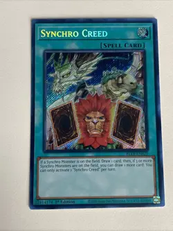 Yugioh Synchro Creed x 3 - 1st Edition Secret Rare NM - Free Holographic Card A - Image 3