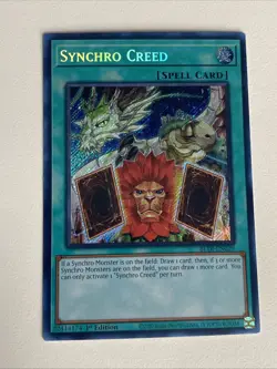Yugioh Synchro Creed x 3 - 1st Edition Secret Rare NM - Free Holographic Card A - Image 4
