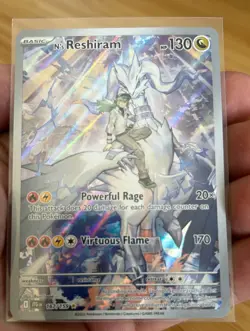 2025 Pokemon N's Reshiram Holo Card 167/159 Journey Together Illustration Rare N - Image 3