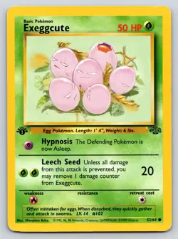 Exeggcute 1st Edition 52/64 Jungle Pokemon TCG Vintage 1999 Common LP Regular - Image 1