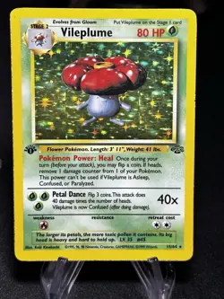 Pokemon TCG Vileplume Jungle Holo Card 15/64 1st Edition Rare Heavily PLayed - Image 1