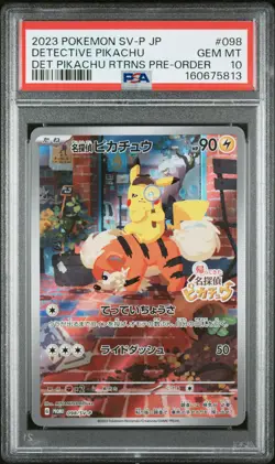 2023 POKEMON JAPANESE SV-P PROMO #098 DETECTIVE PIKACHU PSA 10 - Image 1