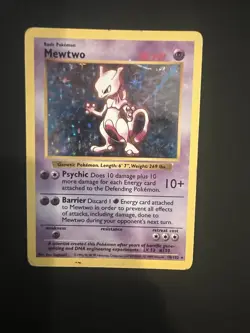 1999 Pokemon Base Set Shadowless Mewtwo Holo 10/102 WOTC Rare Heavily Played - Image 1