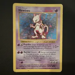 1999 Pokemon Base Set Shadowless Mewtwo Holo 10/102 WOTC Rare Heavily Played - Image 2
