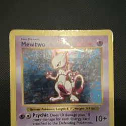 1999 Pokemon Base Set Shadowless Mewtwo Holo 10/102 WOTC Rare Heavily Played - Image 4