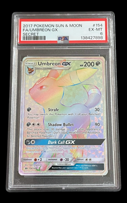 2017 Pokemon Sun & Moon Umbreon GX #154 Secret Rare Rainbow PSA 6 EX-MT - Image 1