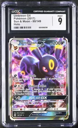 Umbreon GX Ultra Rare Holo #080/149 - 2017 Pokemon Sun & Moon CGC Mint 9 - Image 1