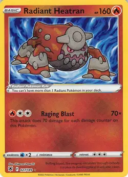 Radiant Heatran 027/189 Radiant Rare Astral Radiance Pokemon Near Mint - Image 1
