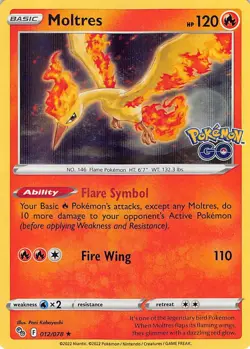 Moltres 012/078 Holo Rare Pokemon GO Pokemon Near Mint - Image 1